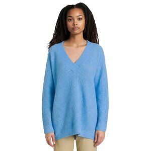 GANNI Azure Blue Soft Wool Knit Pullover V-Neck Sweater - Size S